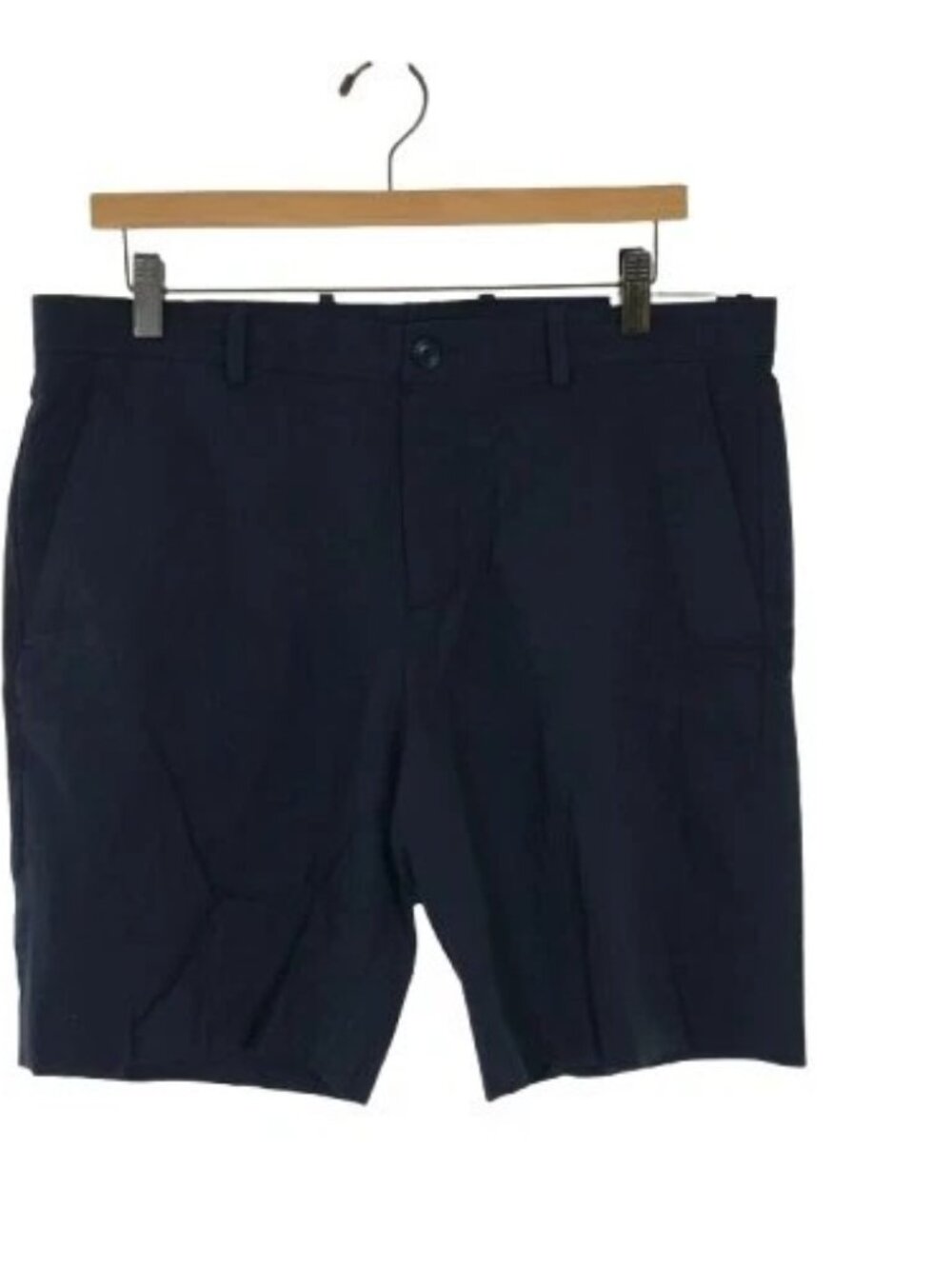 NWT Perry Ellis Portfolio Mens Size 34 Navy Blue Linen Blend Bermuda Shorts NEW